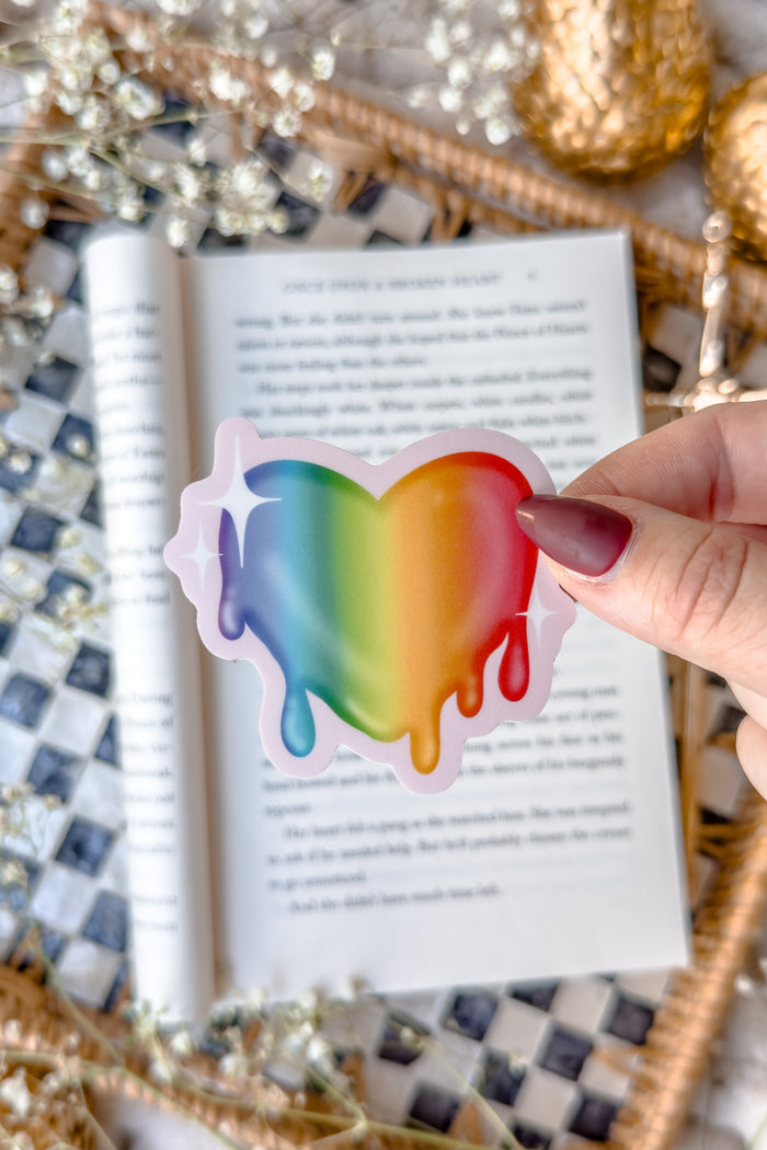Melting Rainbow Heart Waterproof Vinyl Sticker