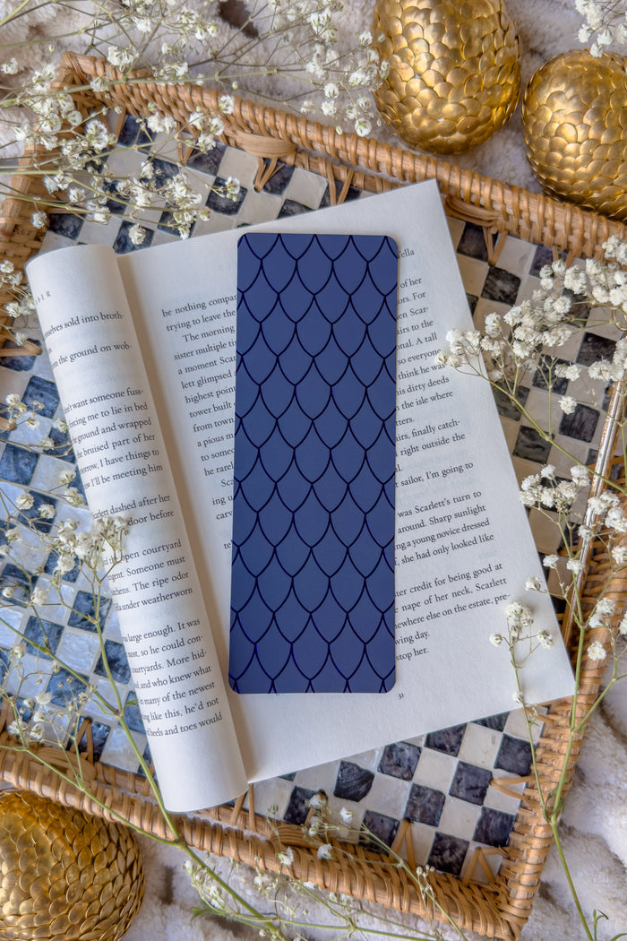 Navy Dragon Scales Foil Bookmark