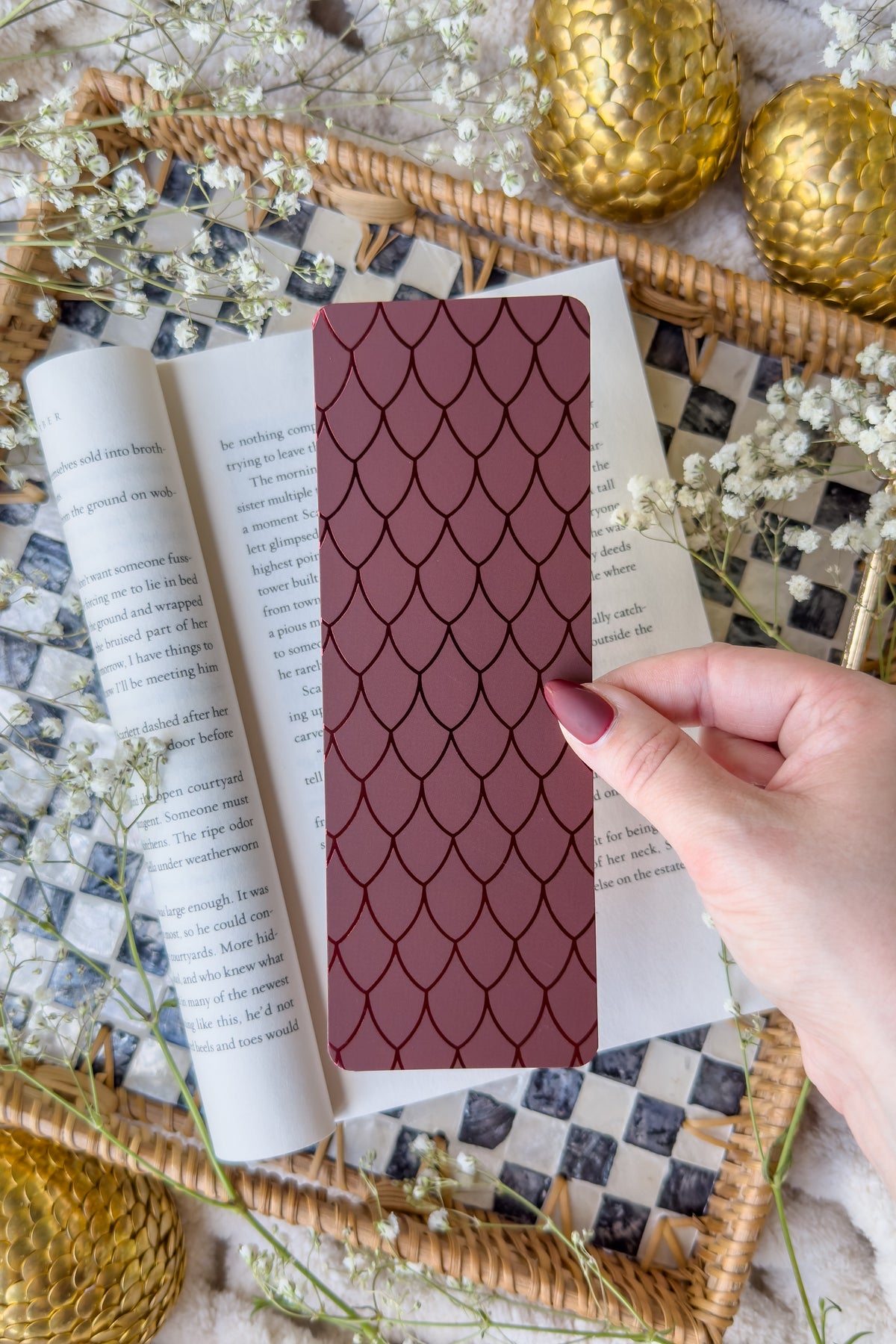 Maroon Dragon Scales Foil Bookmark