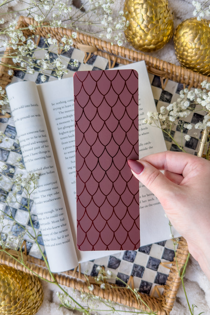 Maroon Dragon Scales Foil Bookmark