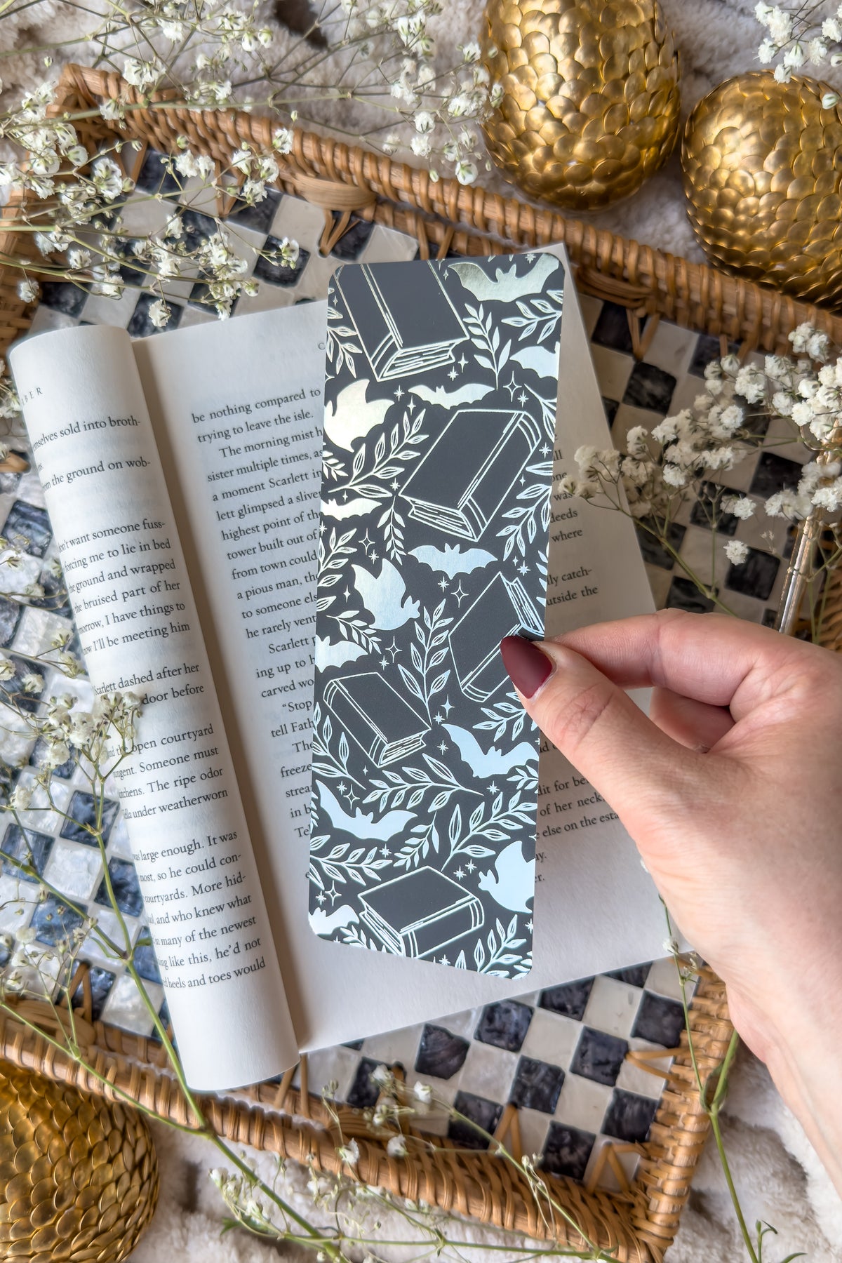 Batty Books Foil Bookmark