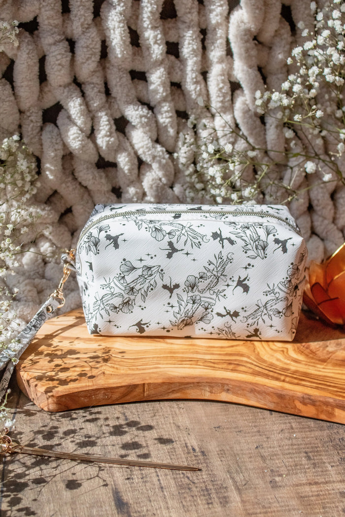 Bookish Cosmetic / Pencil Pouch Zip Bag | Ivory Swords