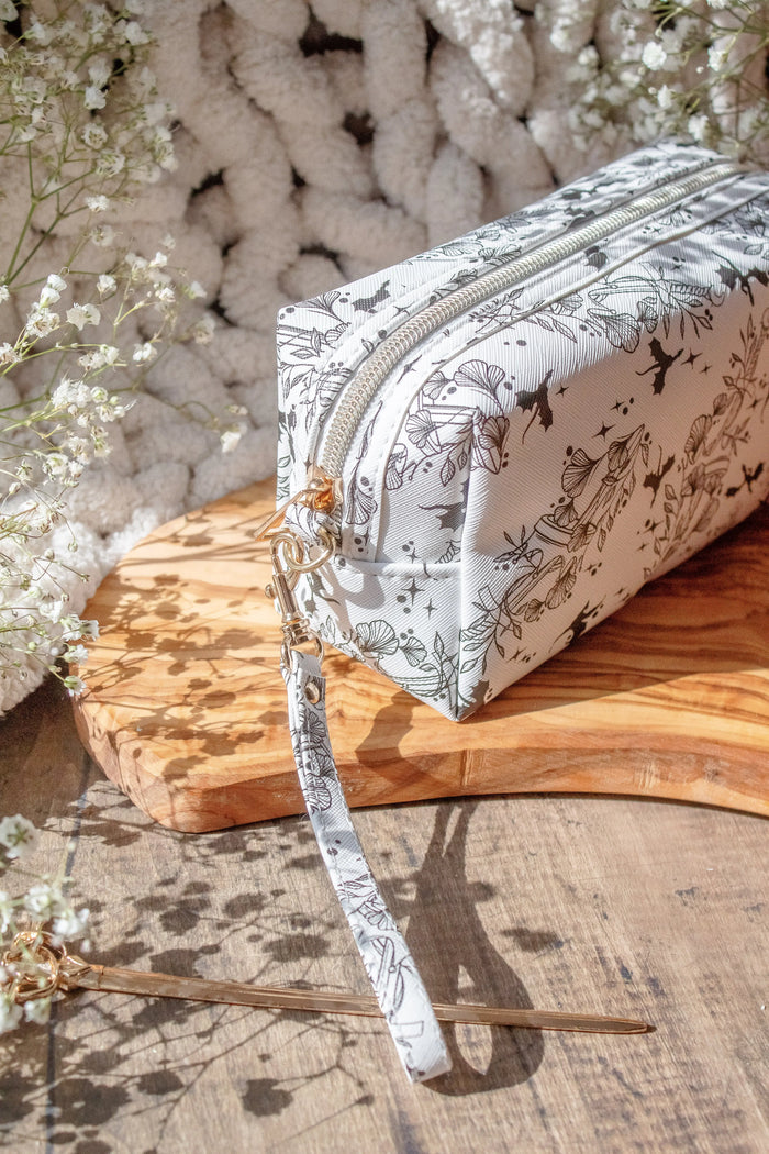 Bookish Cosmetic / Pencil Pouch Zip Bag | Ivory Swords