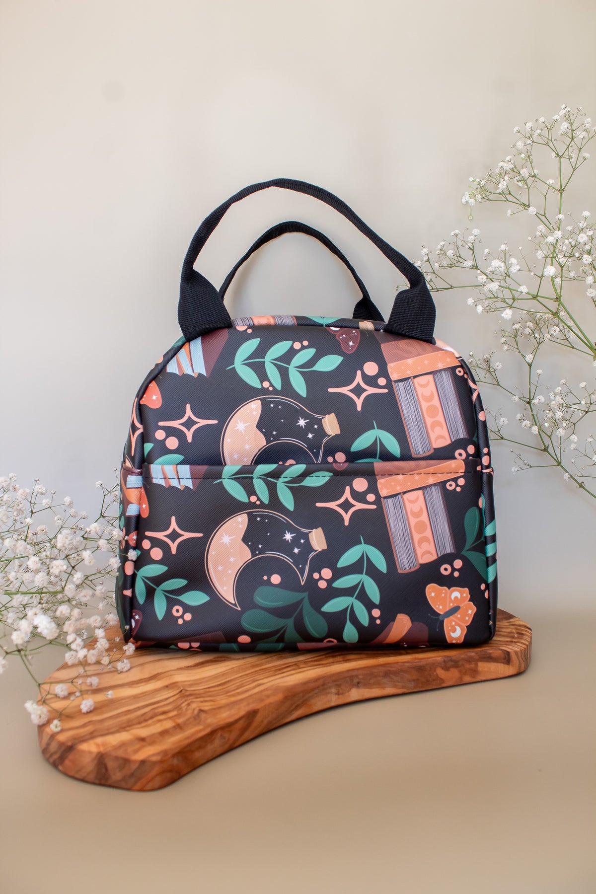 Bookish Lunch Tote Bag | Burgundy Books