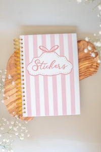 Pink Stripes Reusable Sticker Collecting Book