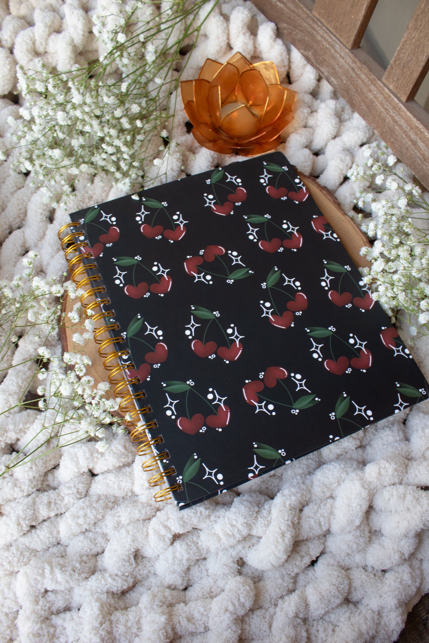 Cherry Hearts Hardcover Notebook