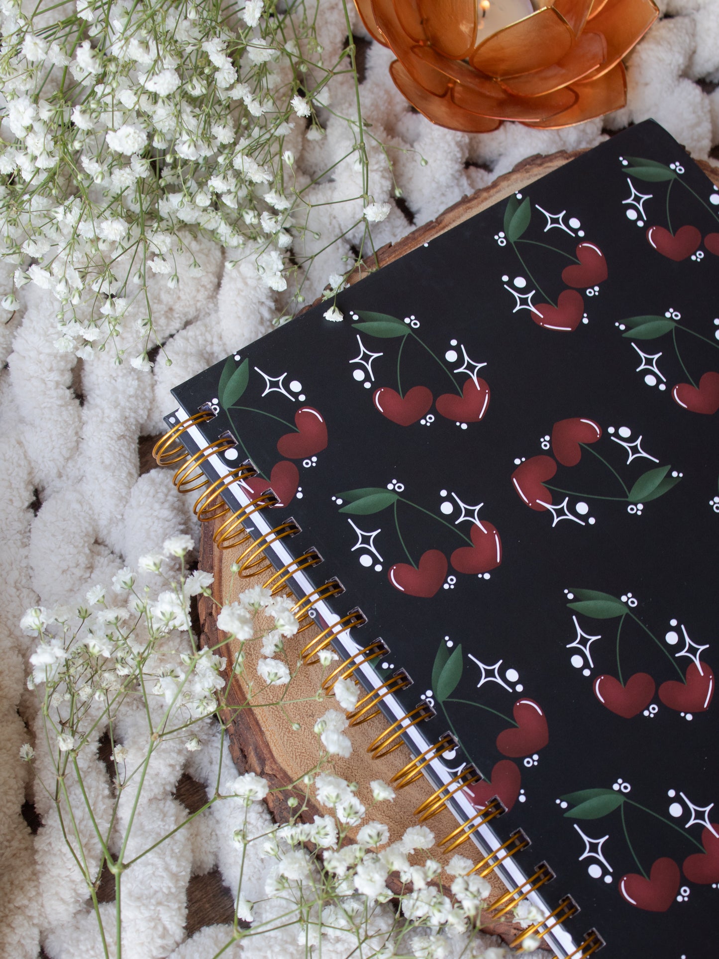 Cherry Hearts Hardcover Notebook