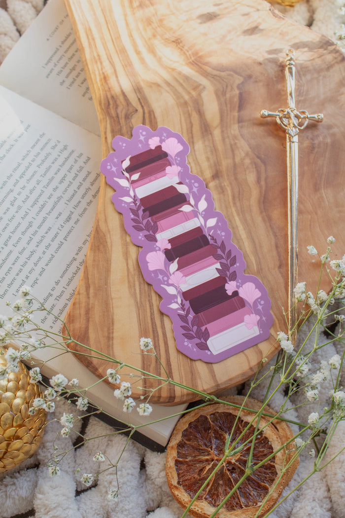 Valentines Day Bookstack Die-Cut Bookmark