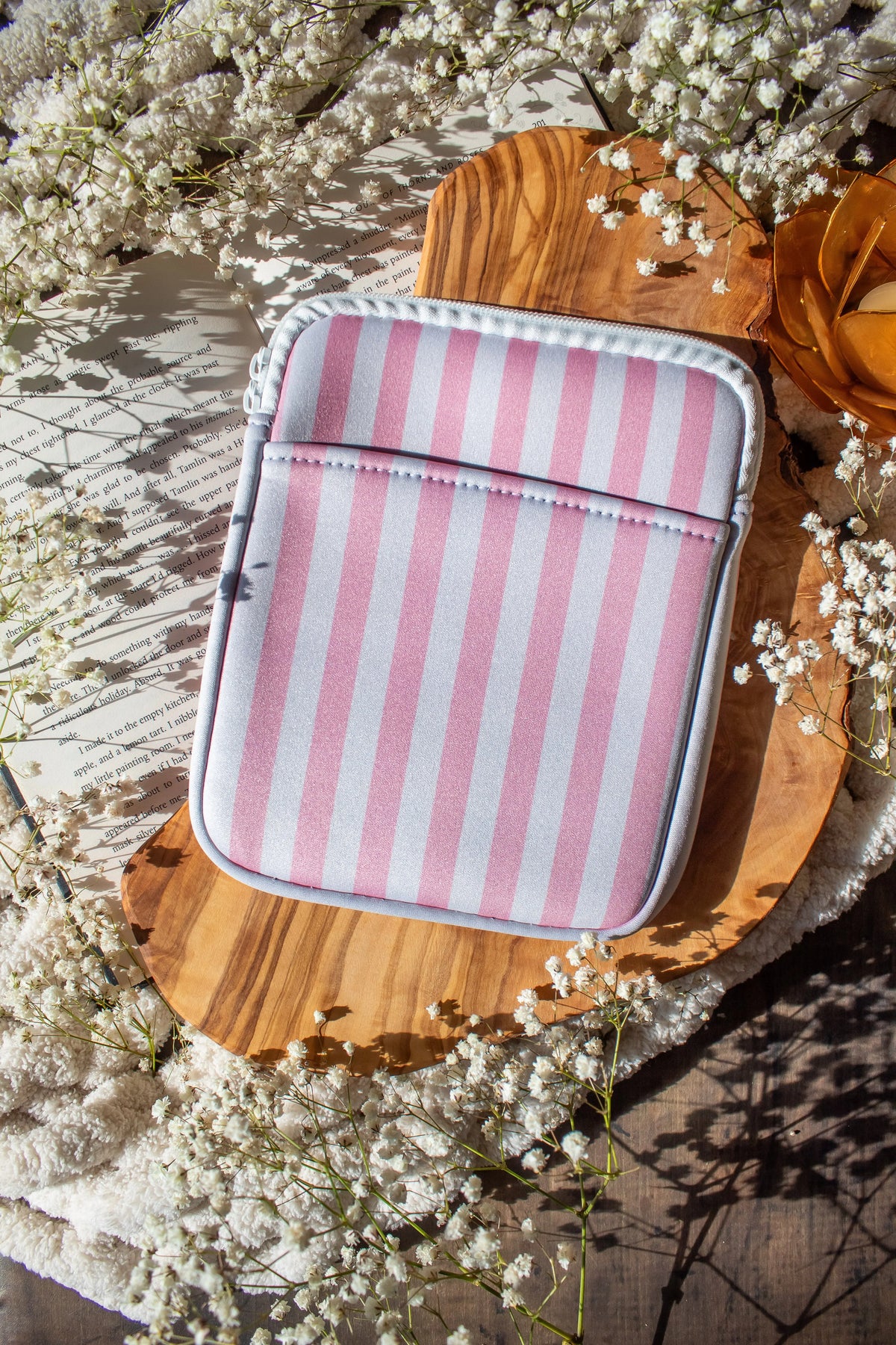 Neoprene E-Reader Sleeve | Pink Cabana Stripes