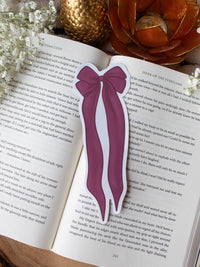 Maroon and Ivory Bow Die-Cut Bookmark