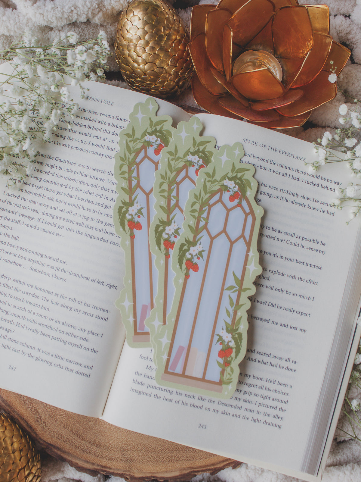 Strawberry Arched Window Die-Cut Bookmark