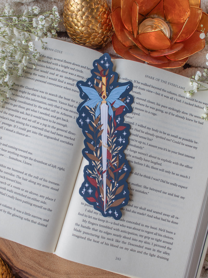 Navy Faerie Dagger Die-Cut Bookmark