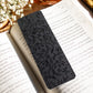 Black on Black UV Coated Bookmark | Floral Dragons