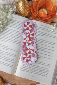 Winter Pink Peppermint Die-Cut Bookmark
