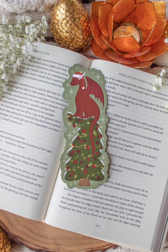 Christmas Tree Dragon Die-Cut Bookmark