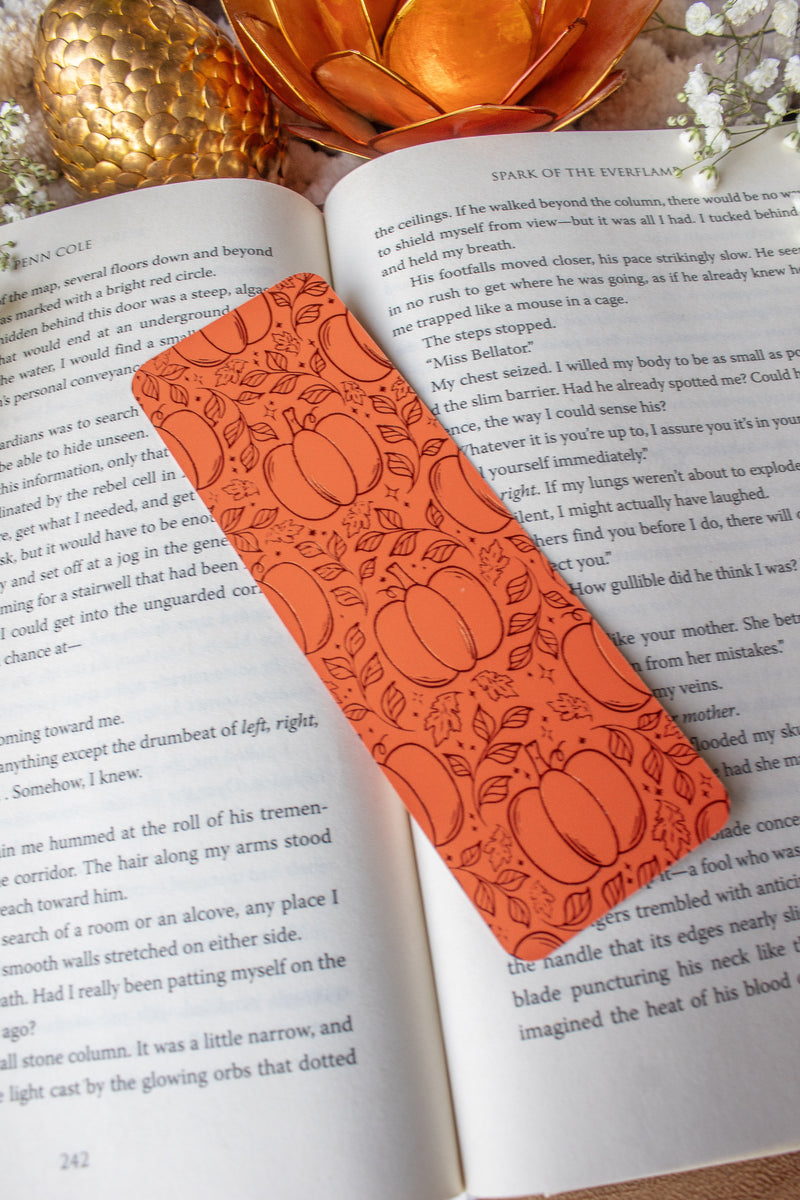 Autumn Orange Foil Bookmark | Harvest Pumpkins