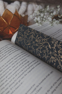 Gold Foil Deep Teal Bookmark | Floral Dragons