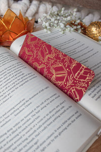 Gold Foil Crimson Bookmark | Floating Books