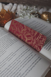Gold Foil Crimson Bookmark | Floating Books
