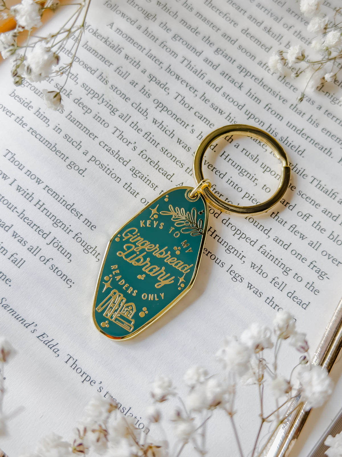 Gingerbread Library Metal Keychain