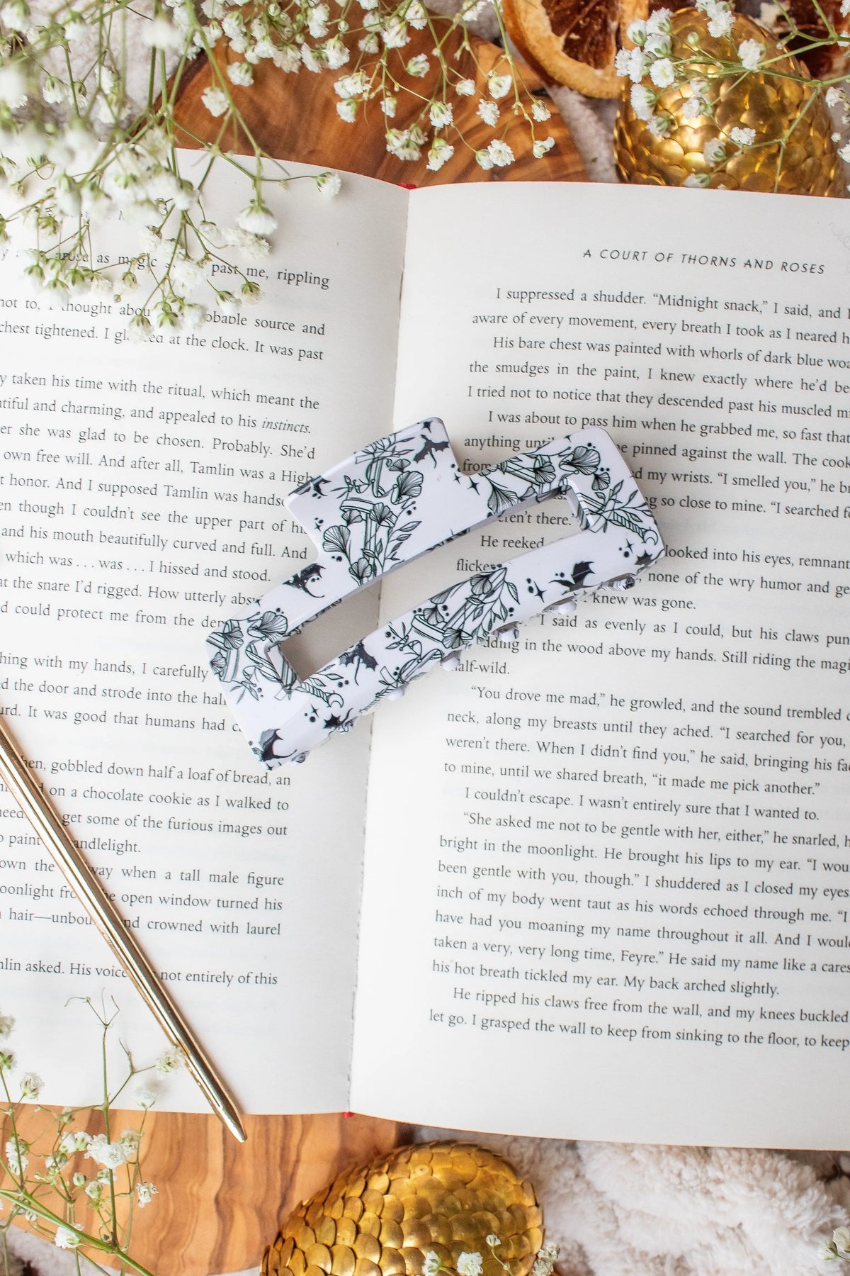 Bookish Hair Claw Clip | Ivory Swords