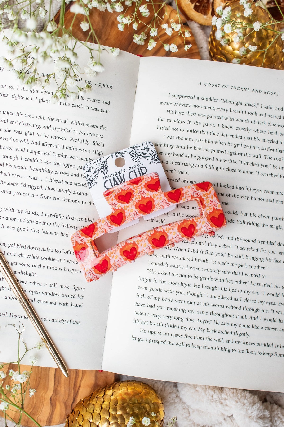Bookish Hair Claw Clip | Flaming Heart