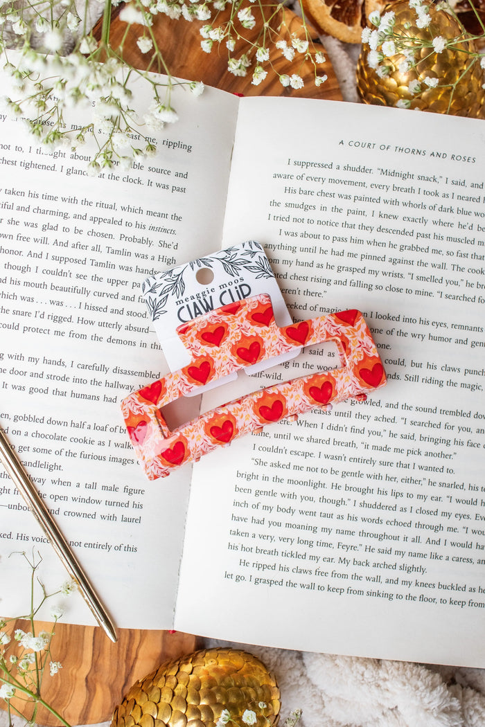 Bookish Hair Claw Clip | Flaming Heart