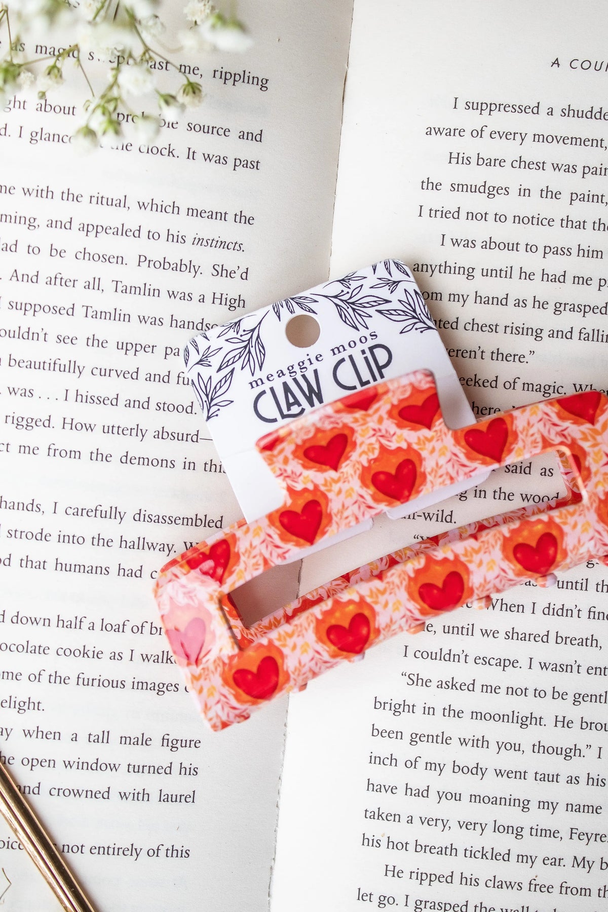 Bookish Hair Claw Clip | Flaming Heart