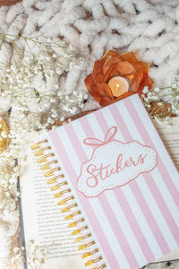 Pink Stripes Reusable Sticker Collecting Book