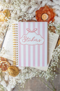 Pink Stripes Reusable Sticker Collecting Book