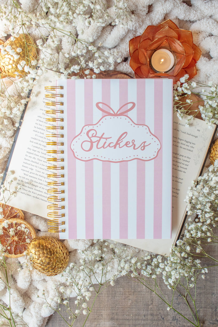 Pink Stripes Reusable Sticker Collecting Book