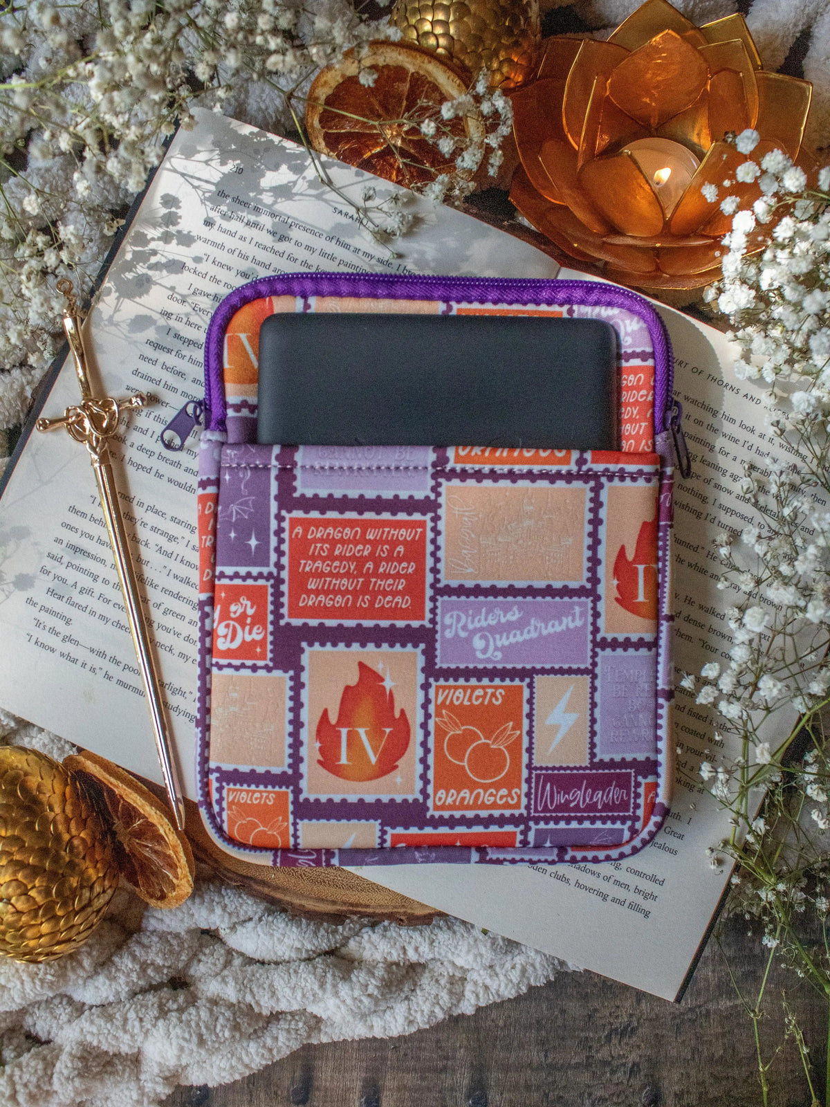 Neoprene E-Reader Sleeve | Fourth Wing Stamps