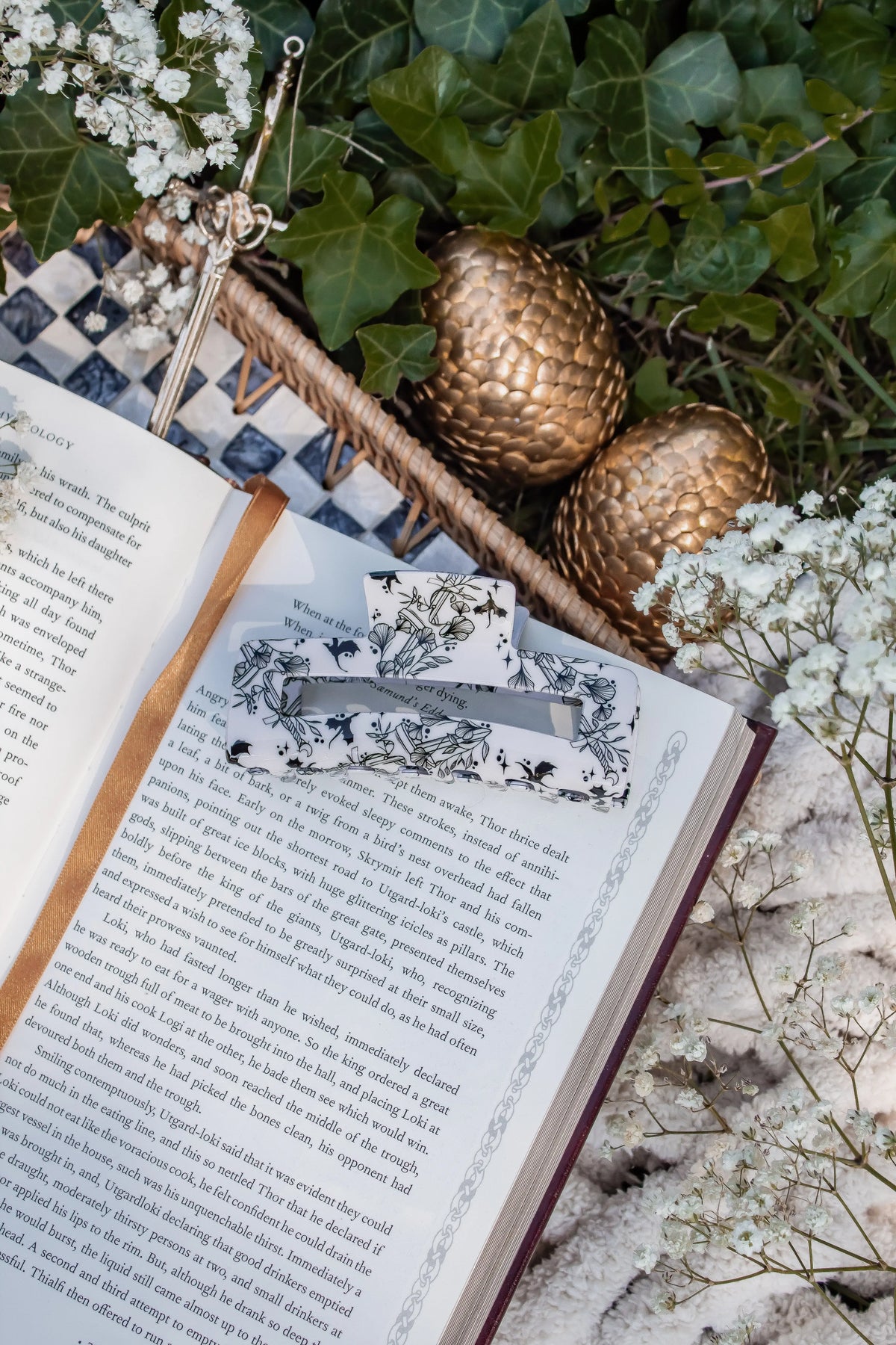 Bookish Hair Claw Clip | Ivory Swords