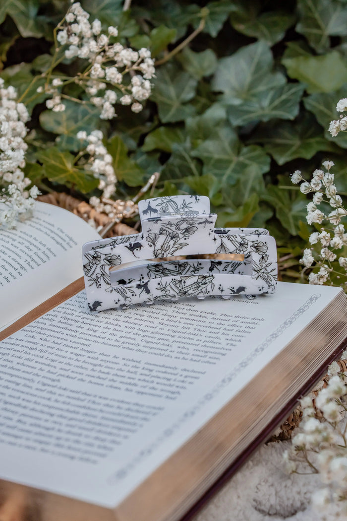 Bookish Hair Claw Clip | Ivory Swords
