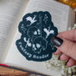 Fantasy Reader Skull and Sword Waterproof Sticker | 3"x2.6"