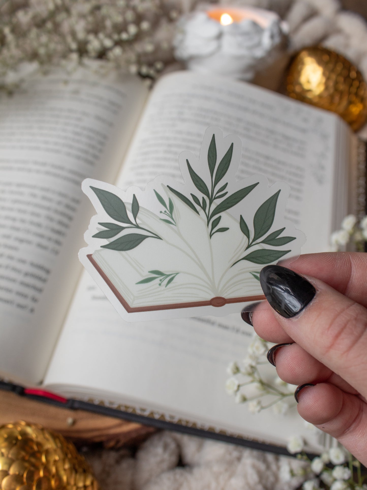 Open Foliage Book Waterproof Sticker | 3"x2.4"