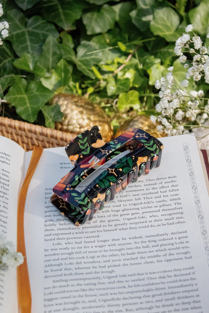 Bookish Hair Claw Clip | Burgundy Books