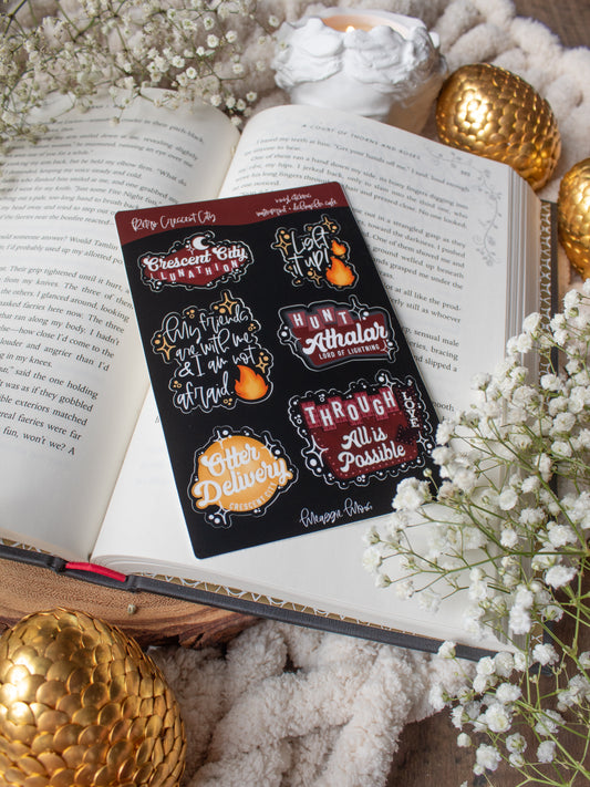 Crescent City Retro Sign Bookish Sticker Sheet | 6"x4"