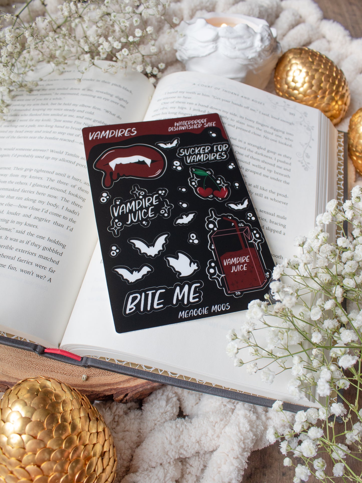 Vampire Bookish Sticker Sheet  6"x4"