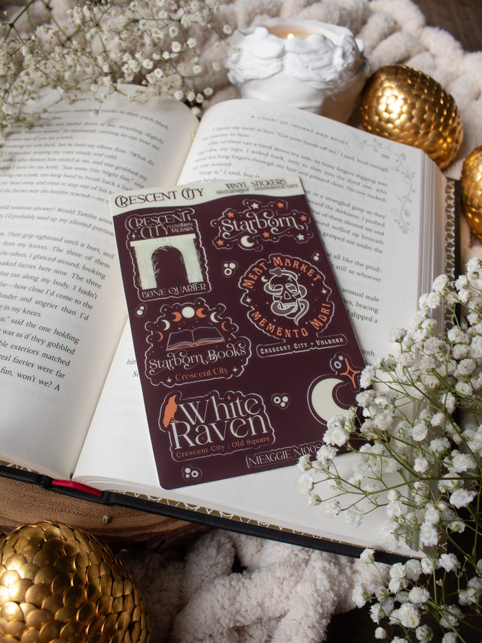 Maroon Crescent City Bookish Sticker Sheet