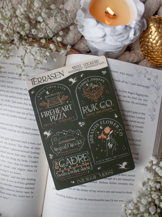 Terrasen Throne of Glass Bookish Sticker Sheet | SJM | 6"x4"