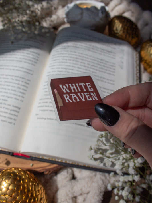 White Raven Matchbook Waterproof Sticker | Crescent City | SJM | 1.8"x2"