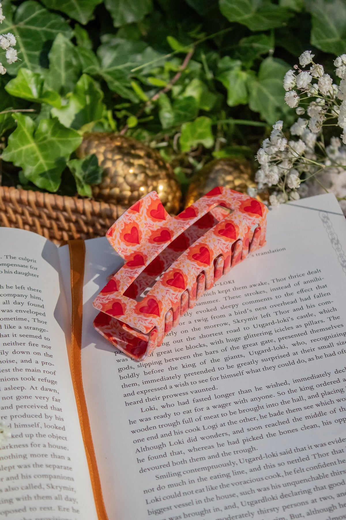 Bookish Hair Claw Clip | Flaming Heart