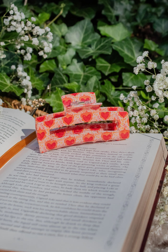 Bookish Hair Claw Clip | Flaming Heart