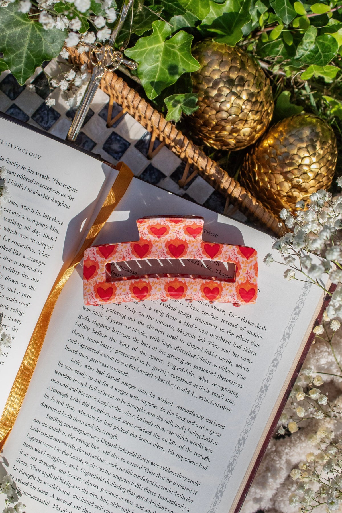 Bookish Hair Claw Clip | Flaming Heart