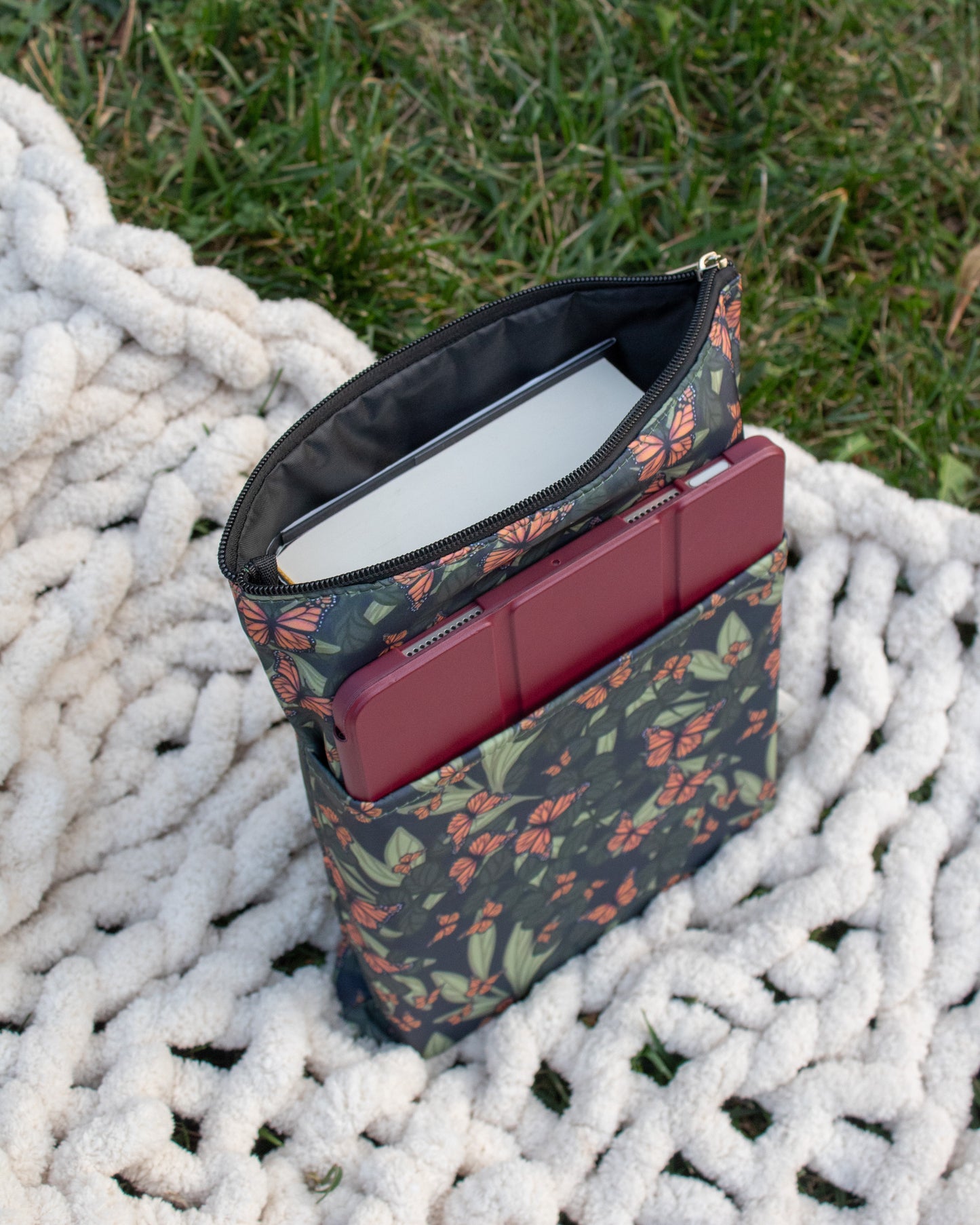 Water-Resistant Book / Tablet Sleeve | Butterfly Garden