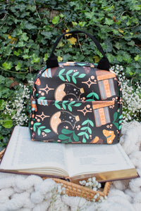 Bookish Lunch Tote Bag | Burgundy Books