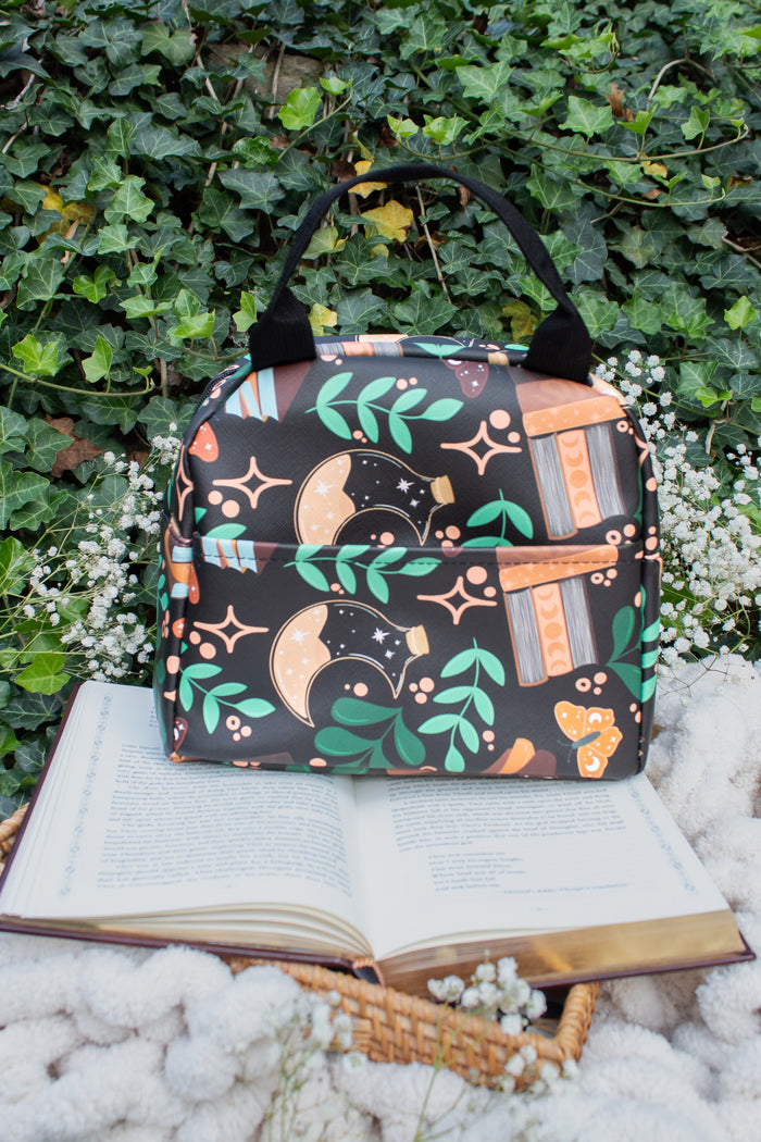 Bookish Lunch Tote Bag | Burgundy Books