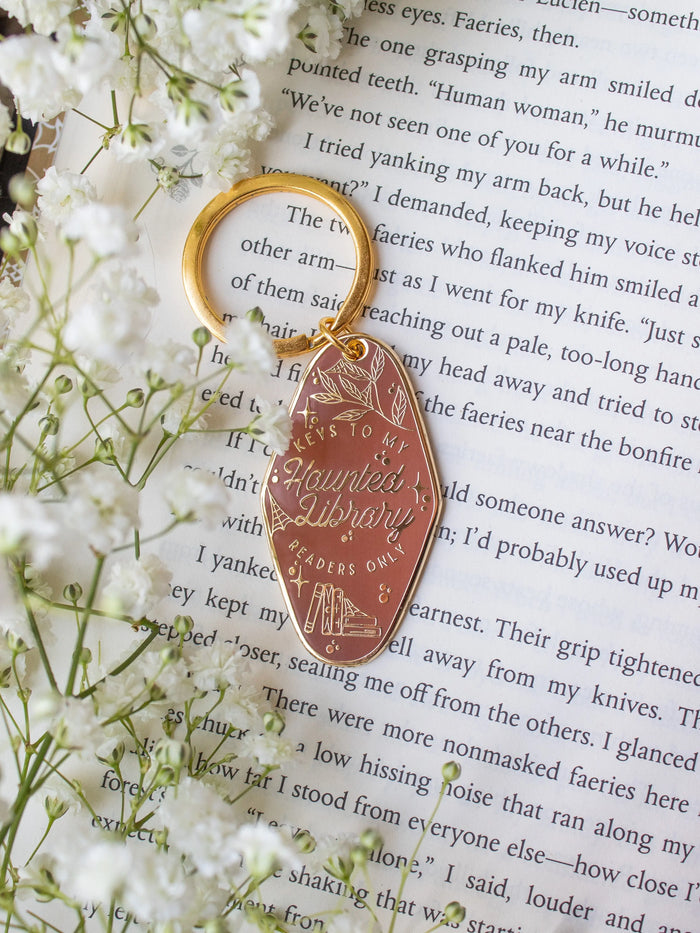 Keys To My Haunted Library Hard Enamel Keychain Meaggie Moos