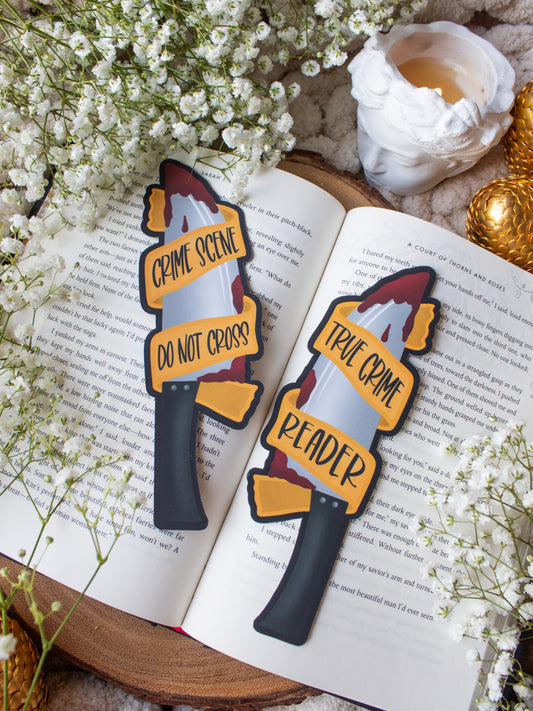 True Crime Reader / Crime Scene Do Not Cross Knife Bookmark